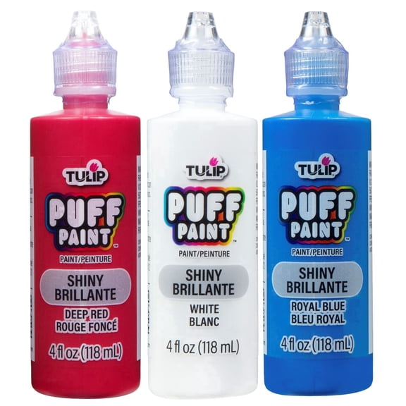 Tulip Puff Paint Shiny USA 3-Pack - Dimensional Fabric & Craft Paint in Red, White & Blue