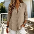 thumbnail image 4 of Brown Shirts for Womens 3/4 Sleeve Fall Slim Fit Basic Shirt Layer for Office, 4 of 6
