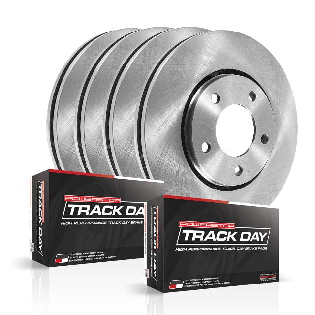 Power Stop TDBK5943 Track Day Front and Rear Kit Rotors and Brake Pads 