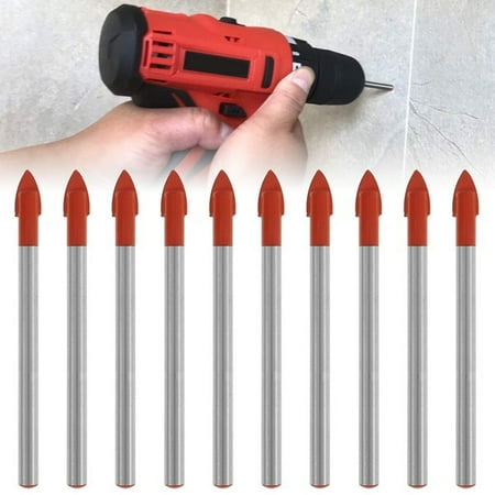 

Miuline 10Pcs Drill Bits Twist Drill Head Wall Ceramic Glass Punching Hole Working Alloy Drill Set