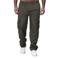 thumbnail image 1 of Men's Solid Color Pocket Loose Straight Leg Workwear Pants - Casual Business, 1 of 5