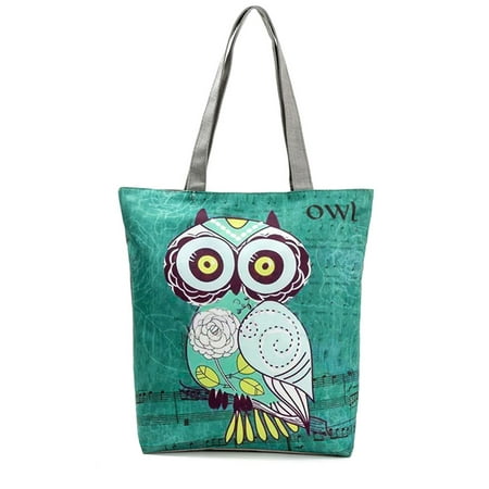 Fancyleo Cute Owl Floral Printed Canvas Bags Tote Bag Women Female Fashion Casual Convenient Large Capacity Bags Daily Use Shopping Portable
