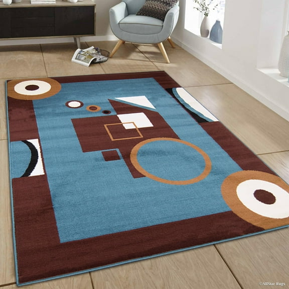 Allstar blue Area Rug. Contemporary. Abstract. Traditional. Formal. Shapes. Spirals. Circles (7' 7" x 10' 6")