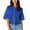 Blue, variant on Crop Tops for Women Loose Button up Shirts 3/4 Sleeve Casual Drop Shoulder Blouse Fall Fashion