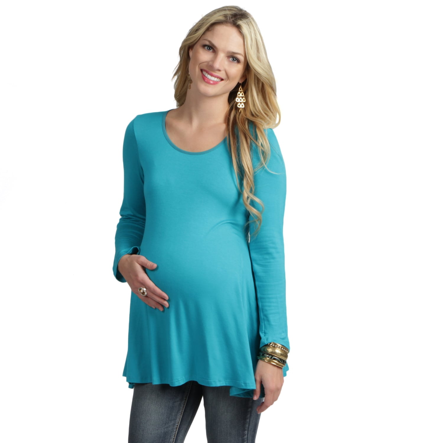 Women's Long-sleeve Scoop Neck Maternity Tunic Top