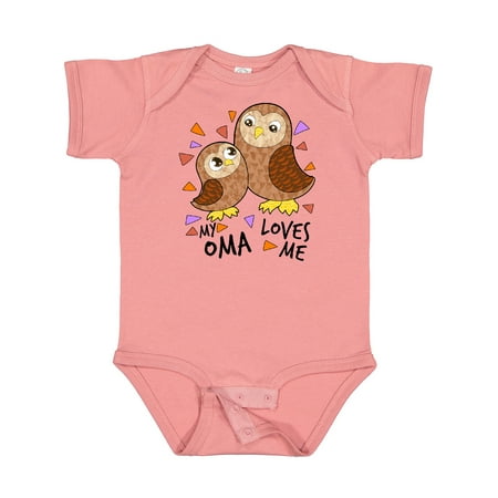 

Inktastic My Oma Loves Me- Cute Owl Family Gift Baby Boy or Baby Girl Bodysuit