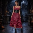 thumbnail image 2 of KLHDSF Women's Vintage Punk Gothic Dress Necklace Set Halloween Renaissance Costume Party Outfit Red L, 2 of 6