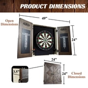 Bellevue Wood Dartboard Cabinet with 18-inch Bristle Dartboard and Steel Tip Dart Set Perfect for Cricket by Barrington Billiards