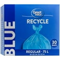 thumbnail image 1 of Great Value Regular Blue Recycle Bags, 75L , 30bags, 1 of 4