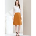 thumbnail image 2 of Allegra K Falda Midi De Satén Acampanada De Oficina De Trabajo De Cintura Alta Para Mujer Marrón XS Unique Bargains Falda, 2 of 6