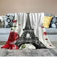 thumbnail image 2 of JEUXUS Eiffel Tower Blanket Girls Couples Romantic Flower Throw Blanket,Paris Cityscape Printed Modern Flannel Blanket Sofa Bed Couch Decor 40x50,Botanical Red Rose Floral Love Heart Plush Blanket, 2 of 6