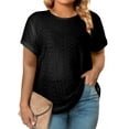 thumbnail image 3 of Aleumdr Plus Size Top for Women Summer Basic Tee Short Sleeve Blouses Shirts Casual Tunic Tops Black 4XL, 3 of 4