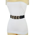 thumbnail image 5 of Women Black Stretch Belt Hip Waist Gold Metal XX Charm S M, 5 of 8