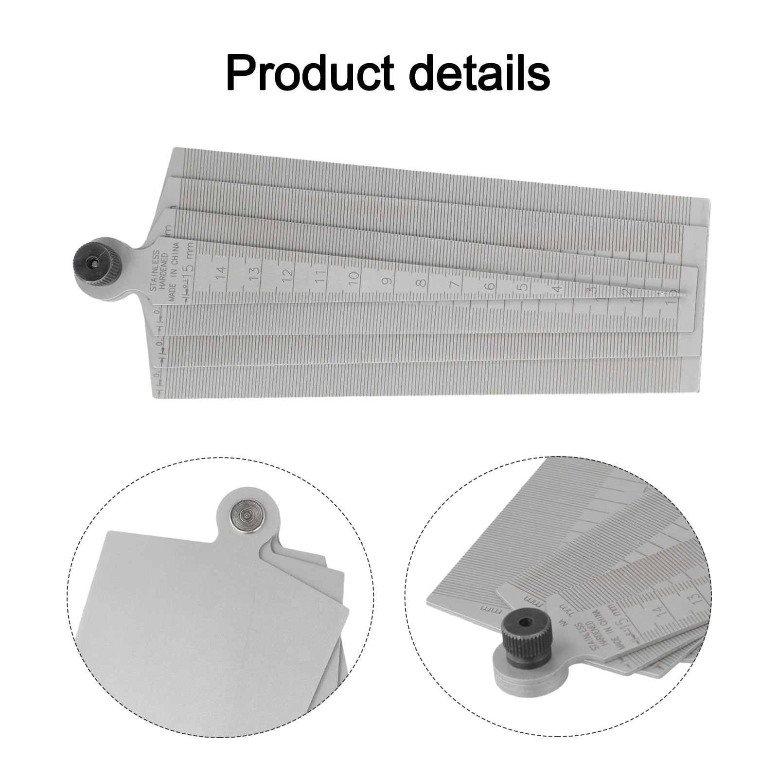 1-60mm Steel Metric Taper Gauge Aperture Scale Wedge Feeler 4 In 1 Gap Ruler