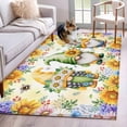 thumbnail image 3 of Area Rug for Living Room, Yellow Sunflowers Non-Slip Indoor Large Carpet for Bedroom/Dining Room, Spring Gnomes Hydrangea Daisy Plants Washable Low-Profile Rectangle Floor Mat Runner Rugs - 3 x 5 Ft, 3 of 7