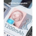 thumbnail image 4 of TriPole Mini ventilador de escritorio portátil, ventilador pequeño ultra silencioso recargable, ventilador de viaje personal de 4,5 pulgadas con inclinación de 180°, plegable y 3 velocidades ajustable, 4 of 5