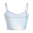 thumbnail image 4 of FYMNSI Women's Sexy Shiny Metallic Spaghetti Strap Crop Tube Top Holographic Tops Clubwear M s-Shiny Silver, 4 of 5