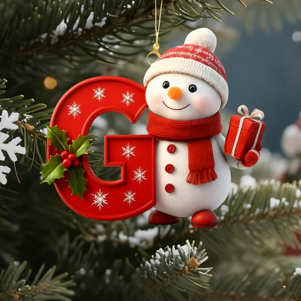 Adornos navideños de 26 letras | Colgantes acrílicos con símbolos navideños | Adornos colgantes bidimensionales de 8 cm para el árbol de Navidad y el hogar