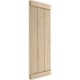 thumbnail image 3 of Ekena Millwork 16 1/2"W x 58"H Rustic Three Board Joined Board-n-Batten Sandblasted Faux Wood Shutters w/End Batten (Per Pair), Primed Tan, 3 of 10