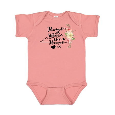 

Inktastic Virginia Home is Where The Heart is with Watercolor Floral Gift Baby Girl Bodysuit