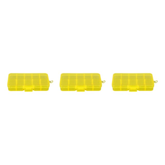 Thinsony 10 Grid Plastic Jewelry Removable Storage Box Beads Container Earring Yellow 12.8x6.5x2.2cm 3Set