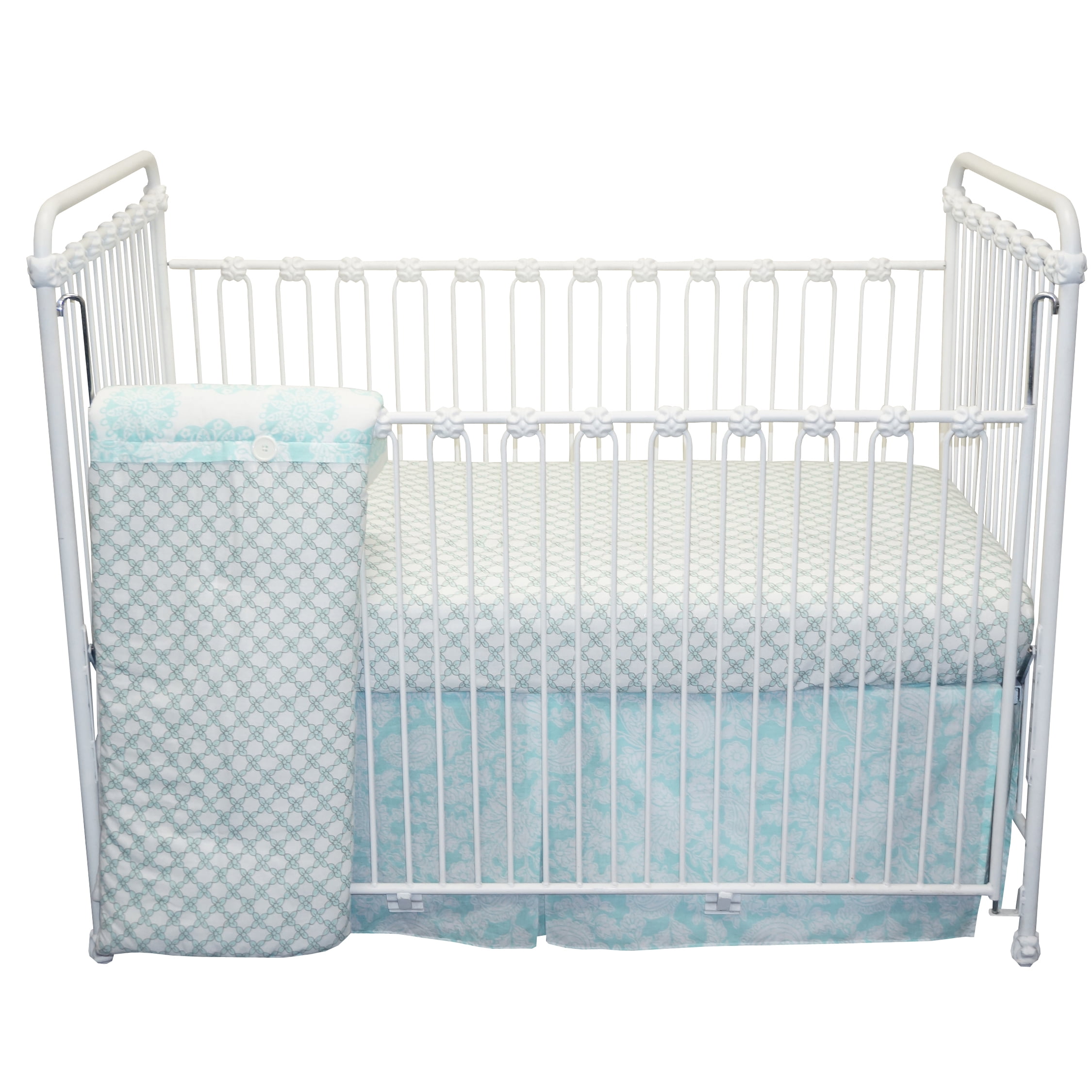 Cotton Tale Designs Sweet & Simple Aqua Blue 3 Piece Crib Bedding Set