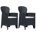 thumbnail image 1 of vidaXL Garden Chairs 2 pcs with Cushion Anthracite Plastic Rattan Look, 1 of 5