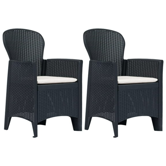 vidaXL Patio Chairs 2 Pcs Dining Single Chair with Cushion Plastic Rattan Look