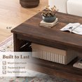 thumbnail image 3 of 2-Tier Farmhouse Coffee Table with Open Shelf, Rectangular Center Table for Living Room, Rustic Brown, 3 of 9