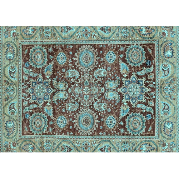 Ahgly Company Indoor Rectangle Oriental Light Blue Traditional Area Rugs, 6' x 9'