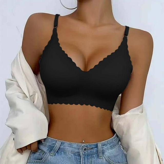 Bras for Women Women's Comfortable Traceless Sports Bra With Ruffles for Comfortable Breathability And Fitness Without Rings Bra XL