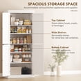 thumbnail image 4 of HOMCOM 72" Traditional Freestanding Kitchen Pantry Cupboard with 2 Cabinet, and Adjustable Shelves, White Wood Grain, 4 of 10