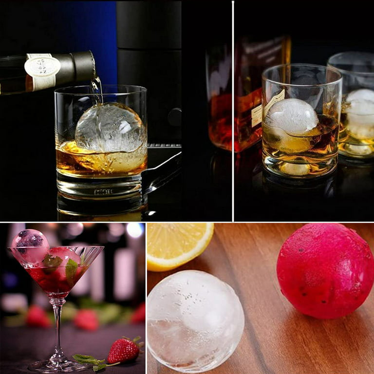 HONYAO Whiskey Ice Ball Mold, 2 Pack Silicone Ice Ball Maker Mold, Ice Cube  Trays, Round Sphere Ice Mold 