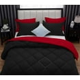 thumbnail image 6 of D.N.G. BEDDINGS 3 Piece Luxury Reversible Diamond Pattern Comforter Set Premium Super Soft, All Season 800 TC, 100% Egyptian Cotton Full/Queen Size Red/Black Solid Color, 6 of 7