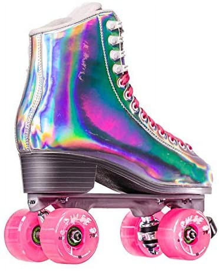 Jackson - EVO Viper Roller Skates for Women and Girls with Atom Pulse Lite Wheels, High Top Hologram Quad Skates, (Metallic)