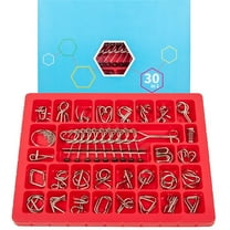 Xecvkr 30 Piece Metal Puzzle Game Set Brain Teaser Unlock Challenge Logic Toys for Kids Adults Family Party Travel Entertainment Educational STEM