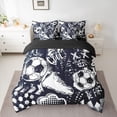 thumbnail image 2 of Homewish Cartoon Soccer Graffiti Twin Bedding Sets 7-Piece, Black White Honeycomb Abstract Bedding Comforter Set, Sports Lover Reversible Sheet Sets, Super Cozy Room Decor, 2 of 7