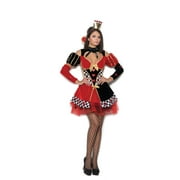 Queen of Hearts - 4 pc costume includes dress, head piece, neck piece and arm guards - Color - Black/Red - Size - M