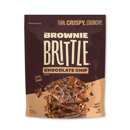 Brownie Brittle - Original KEF28 Chocolate Chip Thin and Crispy Sweet Snacks, Family Size (Pack of 1, 14 oz), Rich Gourmet Brownie Bites Dessert