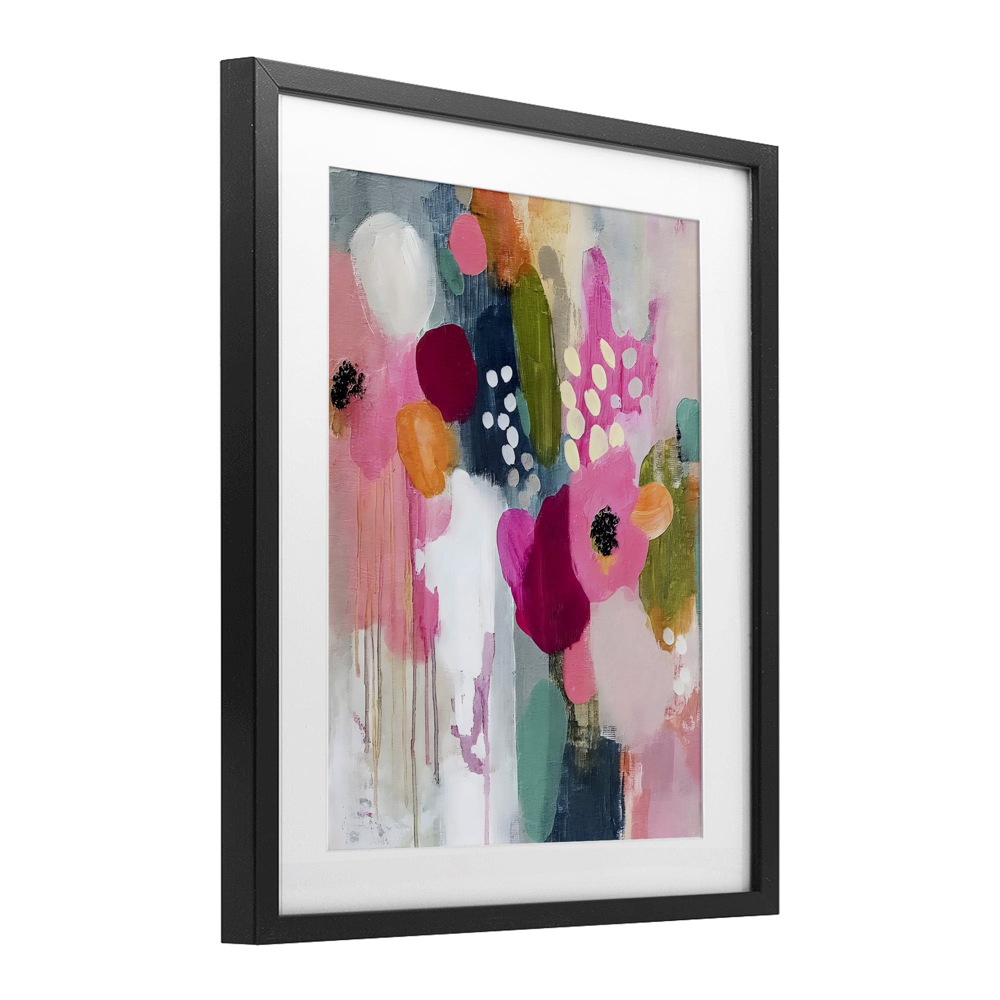 Stupell Industries Paint Drip Blooms Cascade Black Framed Print Under Glass, design by Riley B