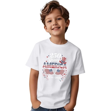 WAYUTE Kids Boys Girls Fashion Short Sleeve T Shirt with Print Round Neck Tee for Children Lightweight Casual School