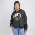 thumbnail image 6 of Women's Fanatics Charcoal New Orleans Saints Lightewight Modest Crop Lounge Helmet Arch Pullover Hoodie, 6 of 7