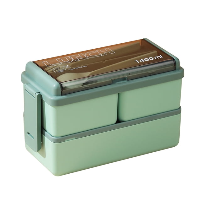 LPSSTORE Double Layer Lunch Box Can Be Microwaved Office Worker Student Compartment Lunch Box with Lid Portable Adult Lunch Box