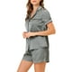 thumbnail image 4 of CONJUNTOS DE PIJAMA PARA MUJER INSPIRE CHIC, CAMISA DE MANGA CORTA CON BOTONES Y PANTALONES CORTOS, L Gris, 4 of 6