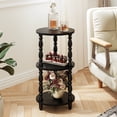 thumbnail image 6 of Maliowa 3-Tier Side Table, Small Round End Table for Living Room Bedroom, Accent Table Narrow Nightstand with Storage Shelf, Black, 6 of 10