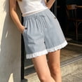 thumbnail image 5 of Cagogo Women Plus Size Elastic Waist Shorts with Pockets Casual Loose Beach Vacation Lounge Trousers Summer Travel Denim Shorts, Gray M, 5 of 7