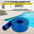 thumbnail image 2 of KFFKFF Drainage Pipe, 1-1/2" x 105', Constructed from PVC Material, Durable Lay Flat Design, Comes with Clamps, Resistant to Weather & Bursting, Perfect for Pool & Water Relocation, Blue, 2 of 9