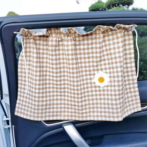 Elegantes cortinas de coche con patrón de cuadros con protección solar para viajes infantiles seguros y cómodos