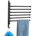 thumbnail image 2 of 6-Arm Swivel Towel Rack, Towel Hanger, Wall-Mounted Towel Bar, 180° Rotation, Space-Saving, for Kitchen Bathroom Wall, Matte Black, 2 of 8