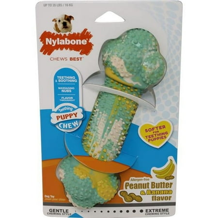 UPC: 0018214846277 | TFH Publications & Nylabone Puppy Chew Rubber Double Action Chew Peanut Butter & Banana – Wolf